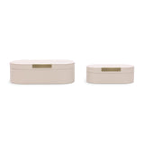 Conjunto de Caixas em Mdf com Revestimento em PU com Detalhe em Metal Dourado - 2 Peças