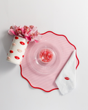 Vaso Boca Porcelana Branco e Vermelho P  - 17 x 10 cm