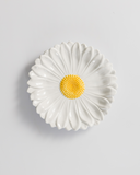 Prato de Sobremesa Decorativo de Margarida - Branco e Amarelo