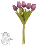 Buquê Decorativo de Tulipas Púrpuras – 30 cm