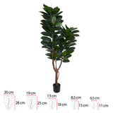 Árvore Ficus Elástica Real Toque PU com Vaso - 1,8m