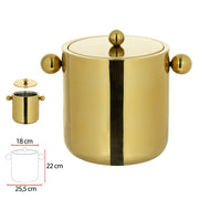 Balde de Gelo Aço Inox Dourado - 22x25,5x18cm