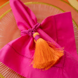 Porta-guardanapo Tassel rosa e laranja