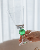 Taça para Vinho Transparente com Haste Verde Balls