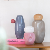 Vaso Vidro Cinza com Tampa Ambar - Latch