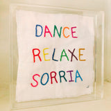 Quadro acrílico personalizado - " Dance, relaxe, sorria" - 20x20cm