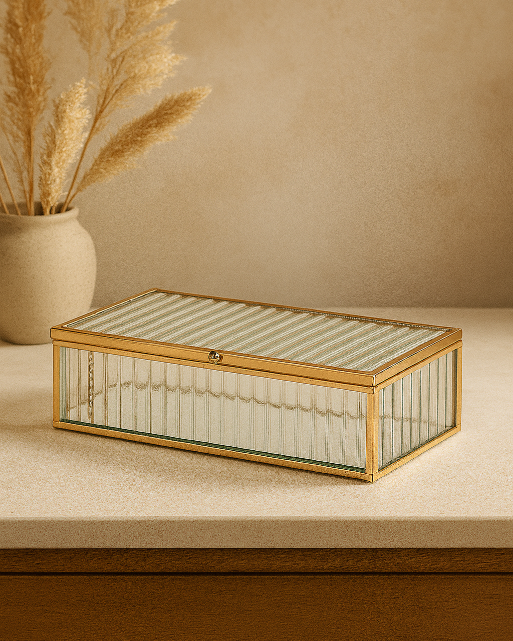 Mini Caixa Vintage Concept Canelado em Vidro com Metal