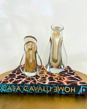 Santa de Vidro Tipo Murano (Transparente Dourado) 24cm x 12,5cm x 8cm