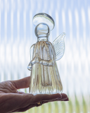 Anjo de Vidro Tipo Murano (Transparente Dourado) 15cm x 7cm