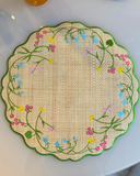 Conjunto 4 Peças Jogo Americano Palha Floral Green