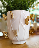 Vaso Pequeno Borboleta Dourada - Cerâmica