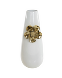 Vaso Decorativo Golden Flower Cerâmica – Branco e Dourado