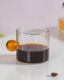 Xícara de Vidro Borossilicato com Alça Amarela – 120 ml