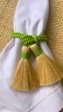 Porta Guardanapo Tassel Bege com Verde