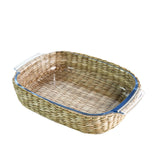 Travessa Vimini em Vidro e Revestimento em Rattan 34,4x22,3x6,1cm