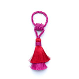 Porta-guardanapo Tassel duas camadas vermelho e pink