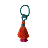 Porta- guardanapo Tassel duas camadas pink e laranja